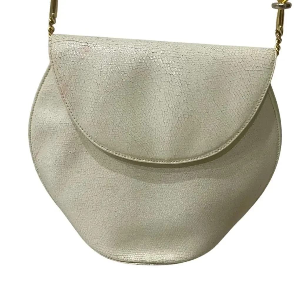 RODO ITALY IVORY LIZARD PURSE CROSSBODY 60’s 70’s VINTAGE GOLD TONE STRAP ICONIC